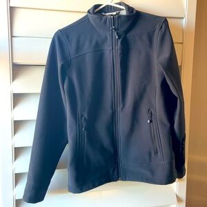Women’s black, soft shell jacket. Size small.